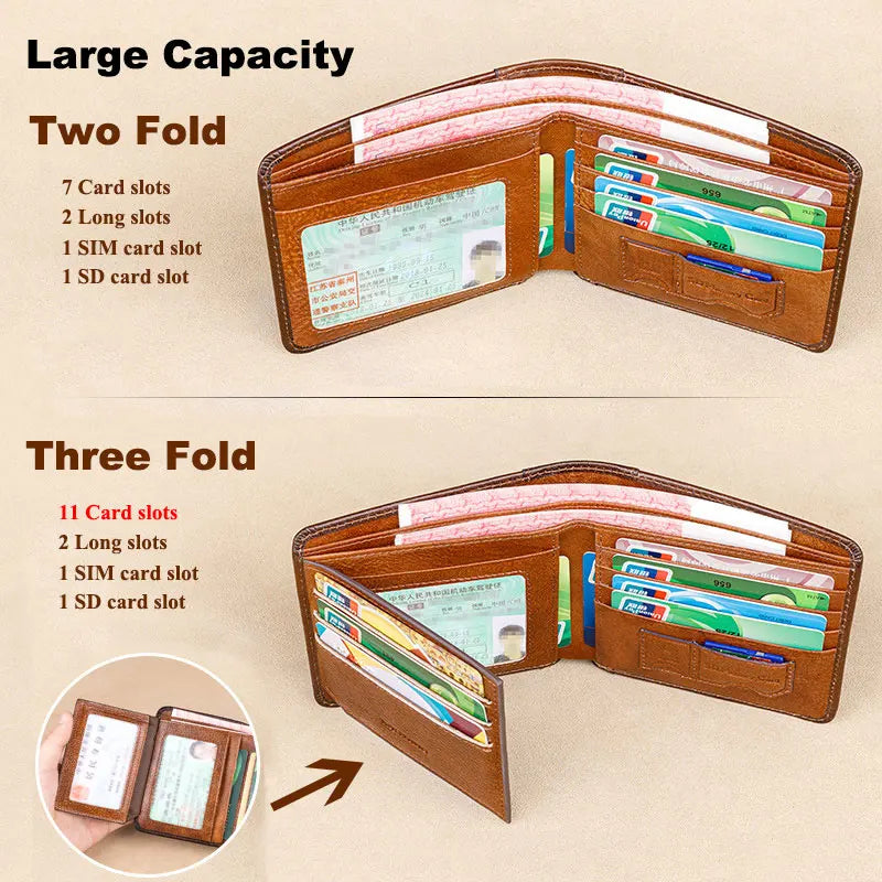 Men's RFID Blocking Leather Wallet Bifold Vintage Slim Short