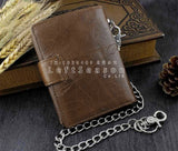 Men's Leather Biker Trucker Chain Wallet Brown