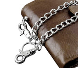 Men's Leather Biker Trucker Chain Wallet Brown