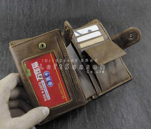 Men's Leather Biker Trucker Chain Wallet Brown