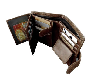 Men's Leather Biker Trucker Chain Wallet Brown