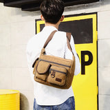 Men's Retro Canvas Messenger Bag Male Travel Casual Handbags Shoulder Bag