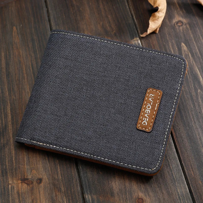 Men's Short Wallet Japanese Casual Canvas Bag Slim Ticket Holder