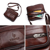 Men's Leather Messenger Bag Flap Crossbody Handbag Large Capacity