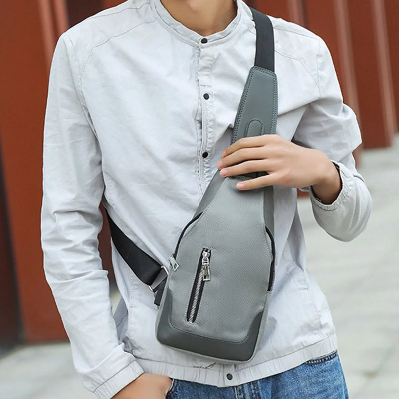 Men's Business Crossbody USB Interface Lock Buckle Shoulder Bag