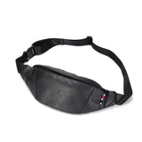 Men's Solid Chest bag PU Leather Waist bag Male small Messenger Bag zipper Vinta