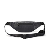 Men's Solid Chest bag PU Leather Waist bag Male small Messenger Bag zipper Vinta