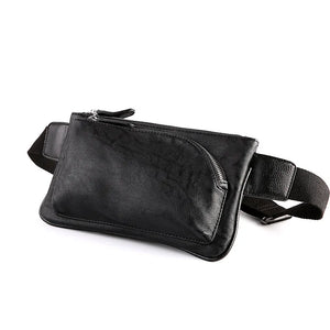 Men's Solid Chest bag PU Leather waist bag male Double zipper Crossbody bags