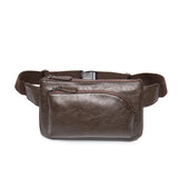 Men's Solid Chest bag PU Leather waist bag male Double zipper Crossbody bags