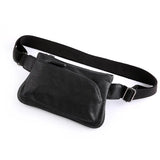 Men's Solid Chest bag PU Leather waist bag male Double zipper Crossbody bags