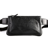 Men's Solid Chest bag PU Leather waist bag male Double zipper Crossbody bags