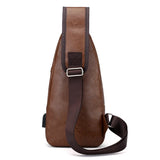 Men's USB Chest Bag Men Messenger Crossbody Package PU Leather Shoulder Bags