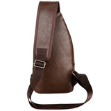 Men's USB Chest Bag PU Leather Shoulder Bags Travel Chest Bag Bolso Hombre
