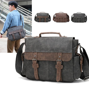 Men's Vintage Briefcase PU Leather Tote Business Office Man Messenger Bag