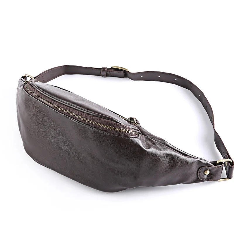 Men's Vintage Chest bag Crazy horse Leather Messenger Bag