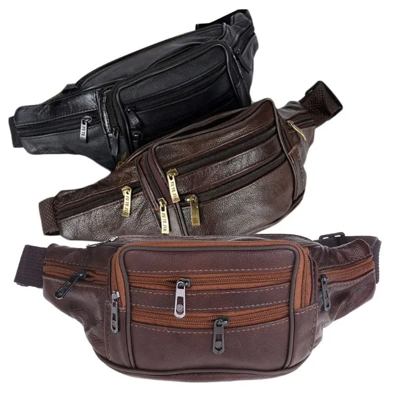 Men's Vintage Leather Messenger Bag Waist Pack Pouch