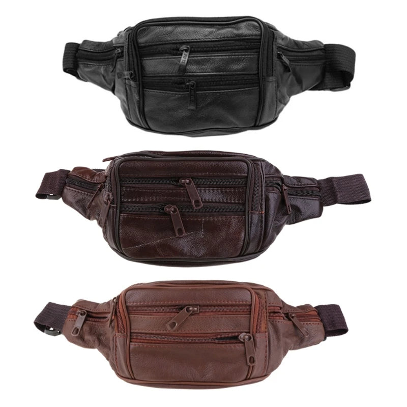 Men's Vintage Leather Messenger Bag Waist Pack Pouch