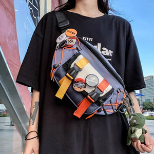 Men's Waist Bag High Street Chest Phone Purse Male Canvas Casual Satchel