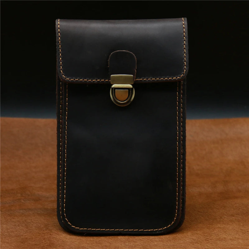 Men's Leather Waist Pack Fanny Pack Phone Bag Vintage Wallet Belt Loop