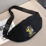 Canvas Fanny Bag Mushroom Pattern Chest Bags Men's Waist Packs Wallet Pouch