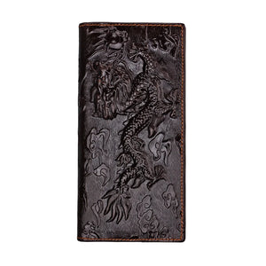 Men's Leather Wallet with Dragon Embossing RFID Protection