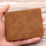Men's Short Money Purse Frosted Retro Wallet