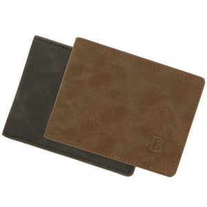 Men's Short Money Purse Frosted Retro Wallet