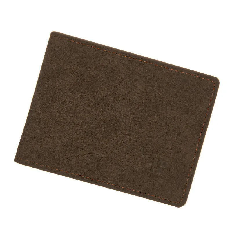 Men's Short Money Purse Frosted Retro Wallet