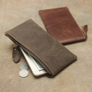 Men's Leather Phone Bag Long Retro Ultra-Thin Wallet