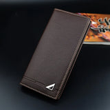 Men's Long Wallet Lychee Pattern Soft PU Leather Purse