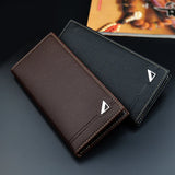Men's Long Wallet Lychee Pattern Soft PU Leather Purse