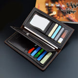 Men's Long Wallet Lychee Pattern Soft PU Leather Purse