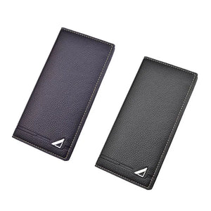 Men's Long Wallet Lychee Pattern Soft PU Leather Purse