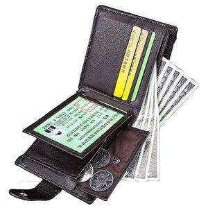 Men's Leather Wallet Short Hasp Slim Purse