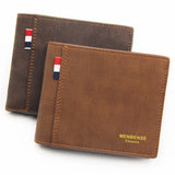 Men's Leather Trifold Wallet Large Capacity Retro Style Purse