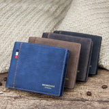 Men's Leather Trifold Wallet Large Capacity Retro Style Purse