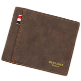Men's Leather Trifold Wallet Large Capacity Retro Style Purse