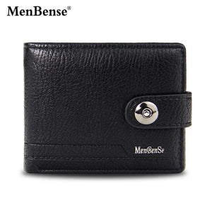 Men's Woven Pattern Leather Short Wallet with Zipper Purse