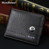 Men's Woven Pattern Leather Short Wallet with Zipper Purse