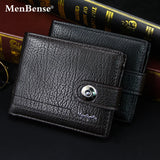 Men's Woven Pattern Leather Short Wallet with Zipper Purse