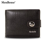 Men's Woven Pattern Leather Short Wallet with Zipper Purse