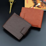 Men's Short Style Soft Wallet Magnetic Buckle Casual Lychee Pattern