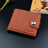 Men's Short Style Soft Wallet Magnetic Buckle Casual Lychee Pattern