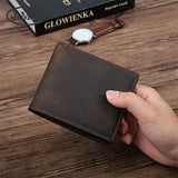 Men's Leather Wallet Crazy Horse Functional Slot Change US Dollar Clip