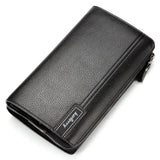 Men's Zipper Clutch Bag Leather Long Purse Wallet