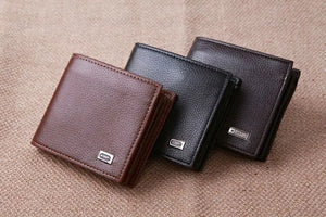 Men's Wallet Zipper Short Lychee Pattern Ticket Clip Soft Leather Large Capacity