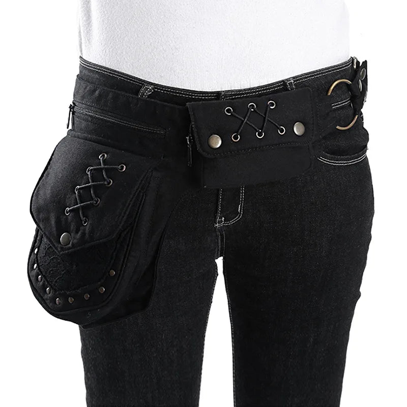 Men's Punk Waist Bag Chest Mobile Phone Bag Outdoor Sports Diagonal Bag