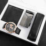Men's Watch+Wallet+Belt Set Father's Birthday Gift Casual Quartz Watch