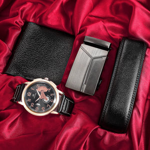 Men's Watch+Wallet+Belt Set Father's Birthday Gift Casual Quartz Watch