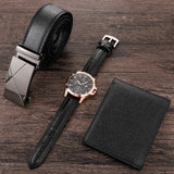 Men's Watch+Wallet+Belt Set PU Strap Casual Quartz Watch
